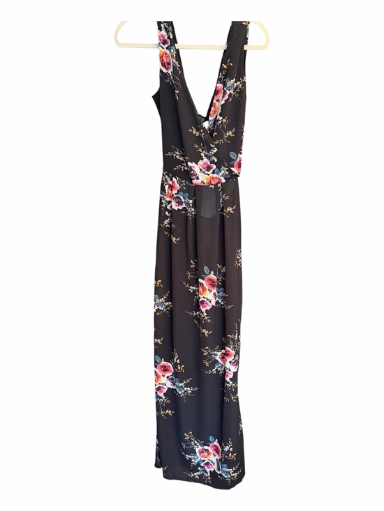 Dresses & Skirts - Floral Maxi Dress - Black with Pink Blooms